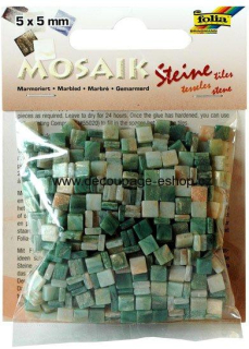 Mozaika pryskyřicová 5x5 mm - zelený mramor