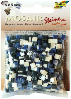 Mozaika pryskyřicová 5x5 mm - modrý mramor